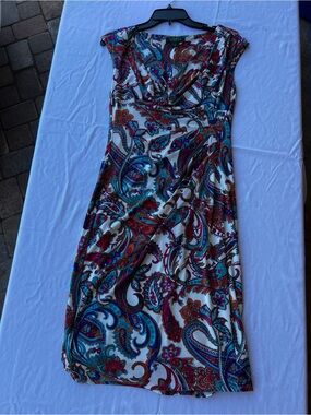 Ralph Lauren Multicolor Paisley V-Neck Maxi Dress
